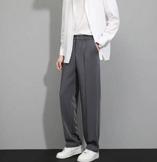 Men's Polyester Grey Dry Stretchable Casual Trouser